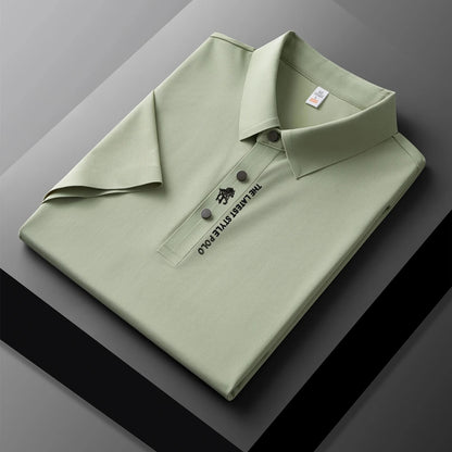 Men's Premium Printed Polo Shirt – Short Sleeve, Seamless Ice Silk, Breathable Golf & Business Casual Summer Tee