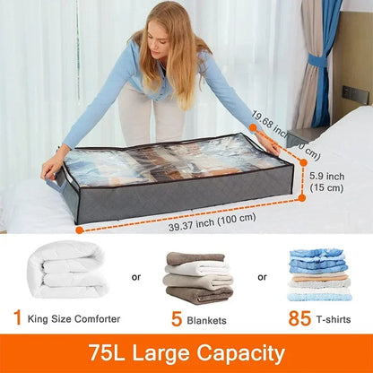 Under-Bed Storage Bag for Foldable Quilts, Clothes Organizer, Dustproof Large Capacity Wardrobe Storage Box