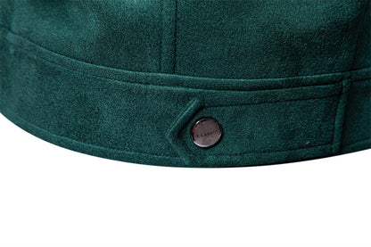 AIOPESON Men's Faux Suede Stand Collar Zip-Up Jacket Casual Business Trucker Coat
