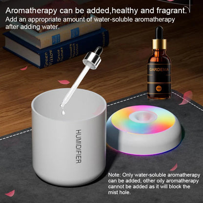 180ML USB Mini Air Humidifier &amp; Aroma Diffuser – Essential Oil Mist Maker with Colorful LED Lights for Home, Car, and Office