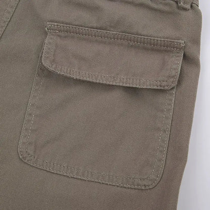 Women's Retro Mid-Waist Cargo Shorts – Casual Summer Streetwear with Pockets
