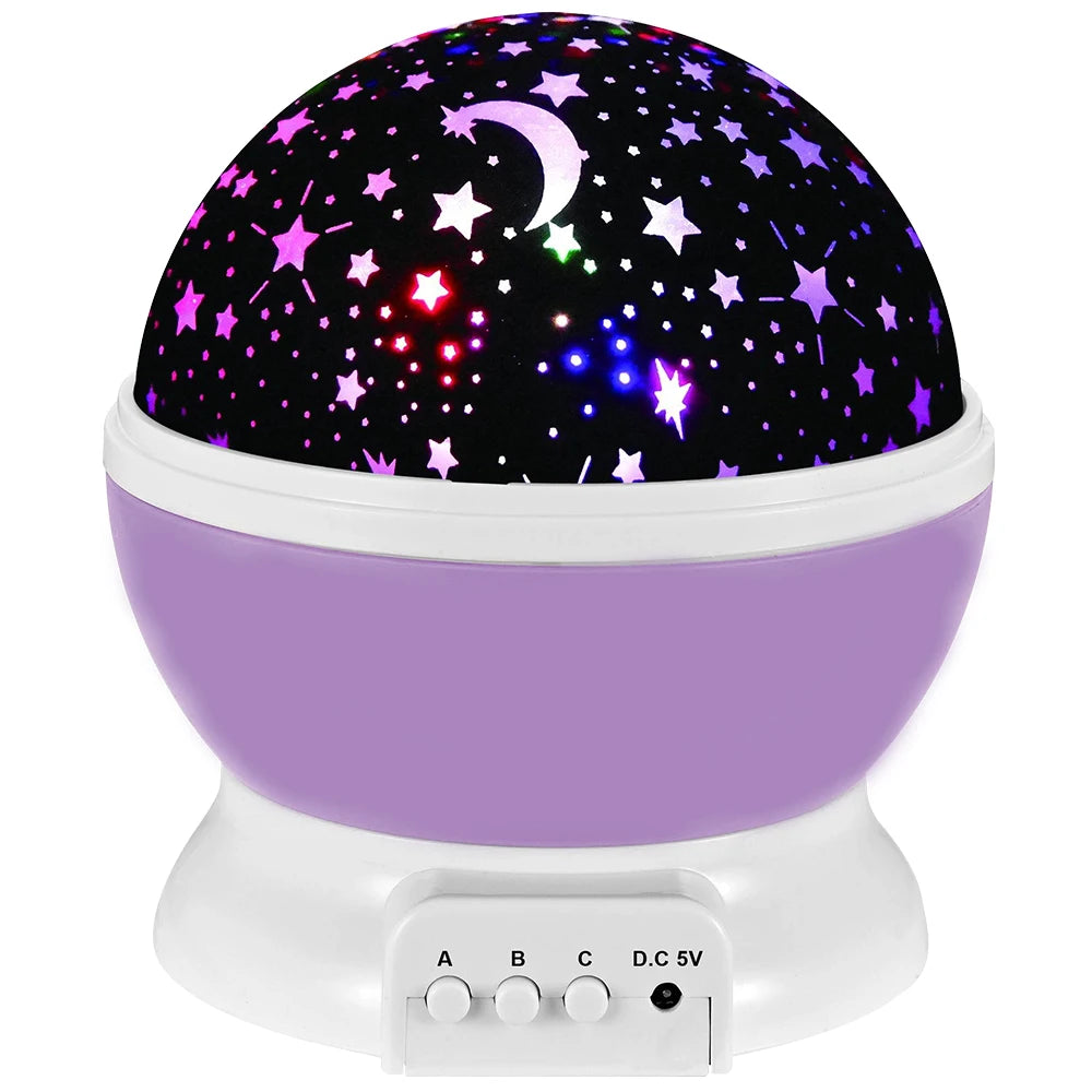 Rotating Starry Sky Night Light Projector – Galaxy Moon Lamp for Baby Nursery, Bedroom Decor &amp; Table Lighting