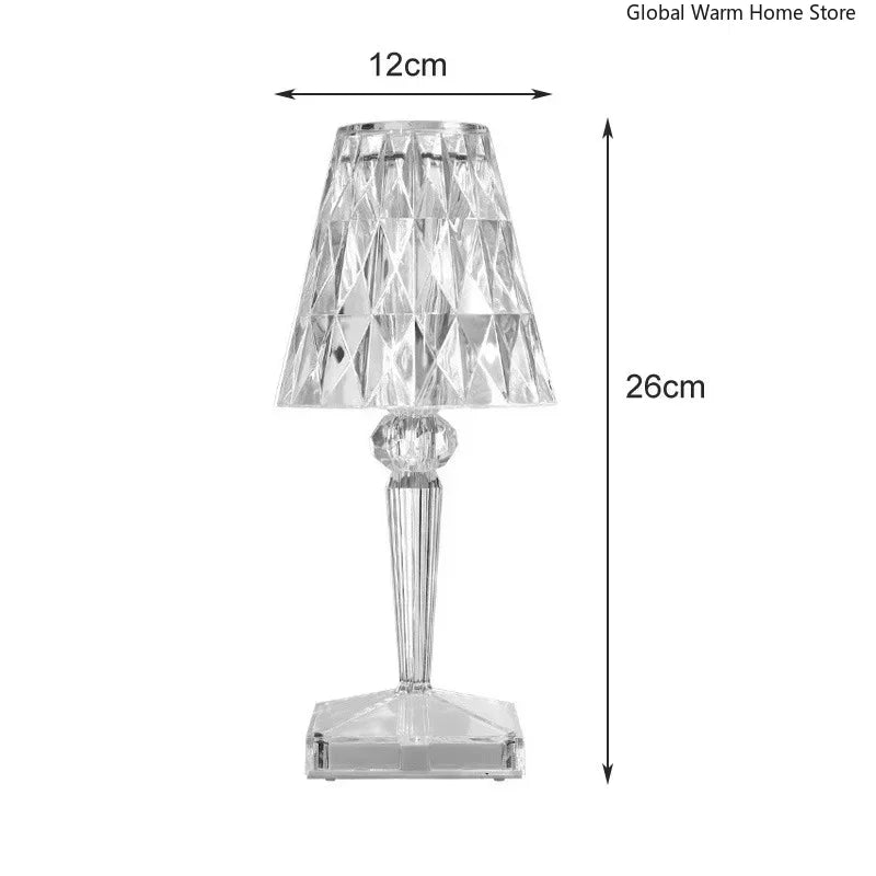 USB-Powered Diamond Crystal LED Table Lamp – Acrylic Decorative Night Light for Bedroom, Living Room, or Restaurant Ambiance