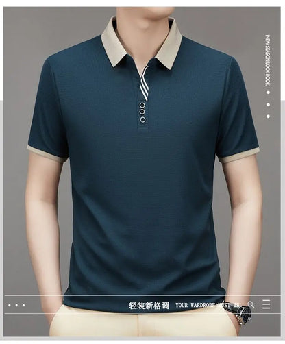 Men’s Classic Solid Short Sleeve Polo Shirt – Breathable Summer Top for Work and Casual Wear