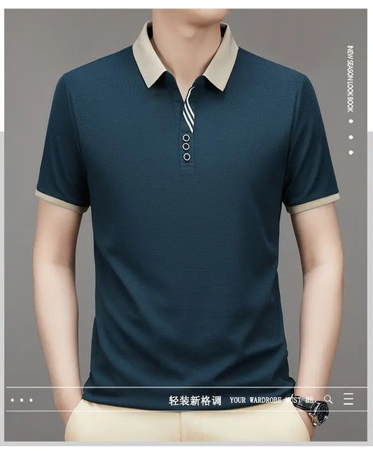 Men’s Classic Solid Short Sleeve Polo Shirt – Breathable Summer Top for Work and Casual Wear