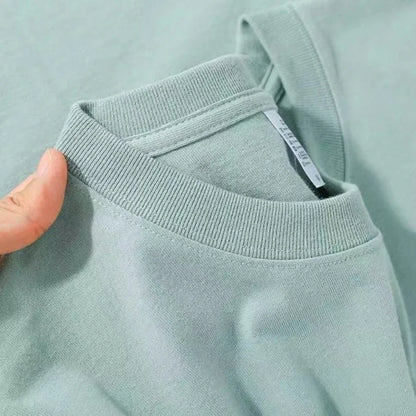 100% Cotton Unisex T-Shirt – Solid Color O-Neck Short Sleeve Tee, Korean Loose Fit (M–4XL)
