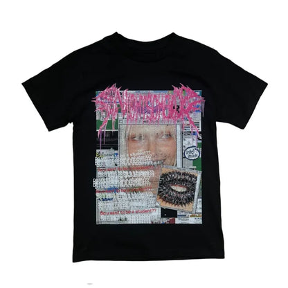 Y2K-Inspired Gothic Graphic Tee with Night School Print for Men and Women — Harajuku Hip Hop Streetwear, Unisex Boxy Fit, Short Sleeve Sweatshirt