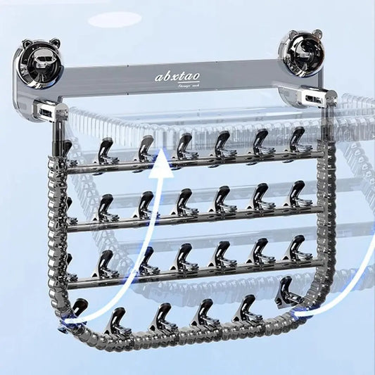 Rotating Suction Cup Folding Drying Rack with 27 Windproof Clips – Wall-Mounted Clothes Hanger for Socks, Towels, Balcony Use