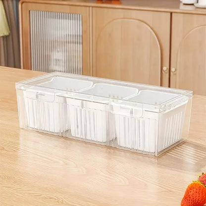 1 Set Transparent Square Food Storage Containers with Compartments – Ideal for Refrigerator Organization of Salad, Fruits, Vegetables &amp; Condiments