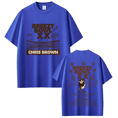 Chris Brown Breezy Bowl XX 2025 Tour Vintage Cotton T-Shirt for Men & Women – Casual Summer Hip Hop Oversized Tee