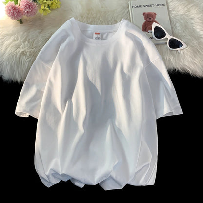 Unisex Oversized Heavyweight Cotton T-Shirt – 260gsm Basic Solid Color Hip-Hop Style Summer Tee