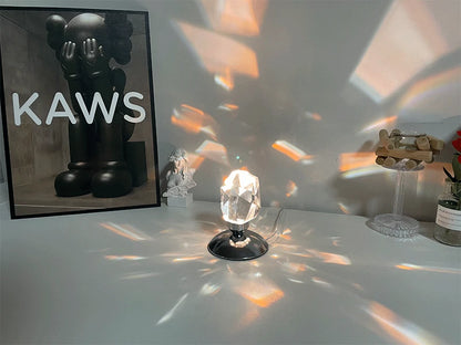 Luxury Crystal Diamond Night Lamp – USB Rechargeable with Remote Control, Romantic LED Projector for Bedside &amp; Home Décor