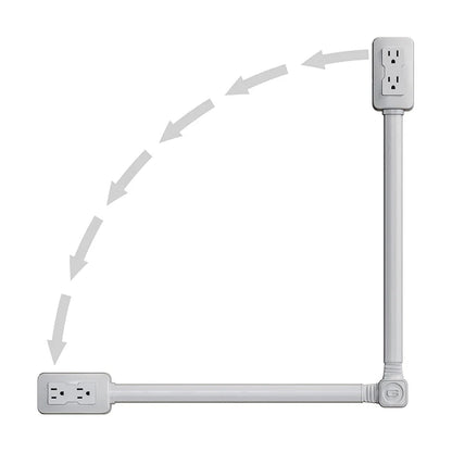 New 1-Piece Power Socket Extender with 2 Outlets, 180° Rotatable and Stretchable Length, Punch-Free Power Strip Extension Cord