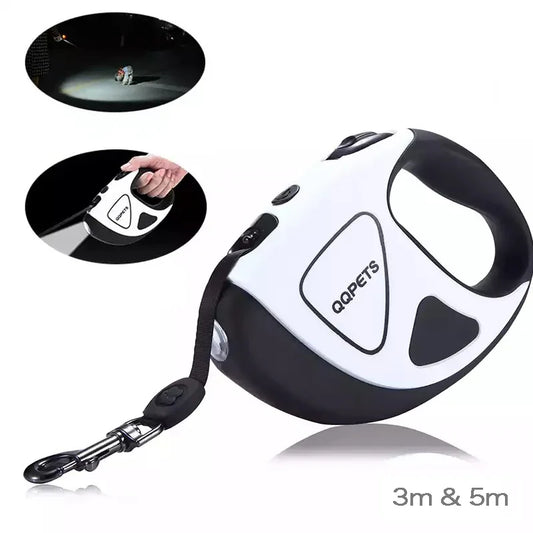 Retractable LED Dog Leash – 3M/5M Automatic Extendable Fiber Rope Pet Leash for Walking with Handheld Grip