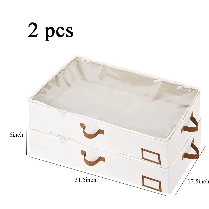 4-Pack Foldable Underbed Storage Boxes for Clothes – Durable Clothes Organizer with Sturdy Frame and Thick Fabric