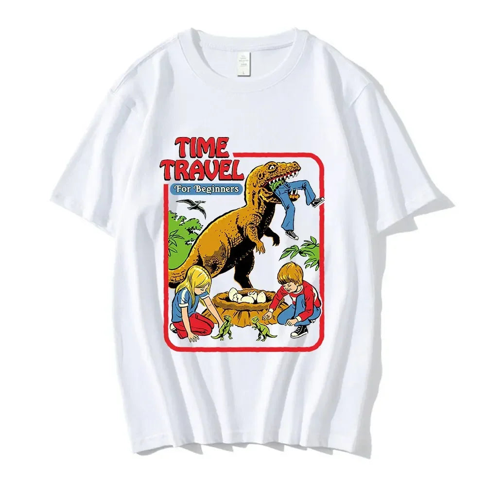 Beginner's Time Travel Graphic Tee – Oversized Unisex Cotton T-shirt for Casual, Gothic, and Streetwear Style