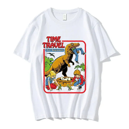 Beginner's Time Travel Graphic Tee – Oversized Unisex Cotton T-shirt for Casual, Gothic, and Streetwear Style