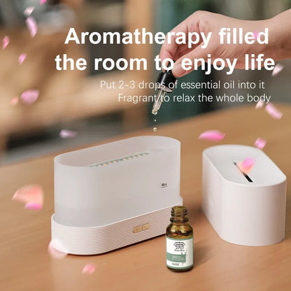 Simulated Flame Aroma Diffuser &amp; Humidifier with 7-Color LED, Timer, Silent Operation, and Air Purification for Essential Oils