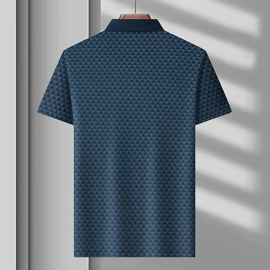 Men’s Breathable Ice Silk Polo Shirt – Seamless Short Sleeve Business Casual Summer Top