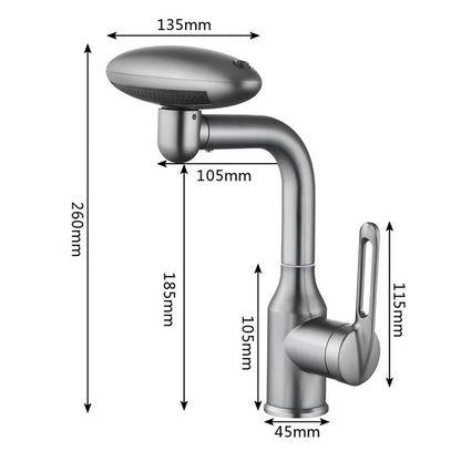 Multi-Functional Waterfall Basin Faucet with 4 Spray Modes, 360° Rotating Hot & Cold Sink Mixer Tap for Bathroom Use