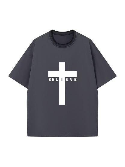 Men’s Summer Casual Crew Neck T-shirt with Unique Geometric Graphic Print — Short Sleeve Outdoor Top