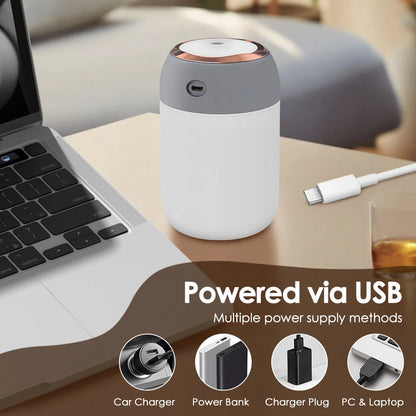 Mini USB Portable Air Humidifier with Aroma Diffuser, LED Cool Light, 330ml Mist Purifier for Room, Home, Car, and Plants