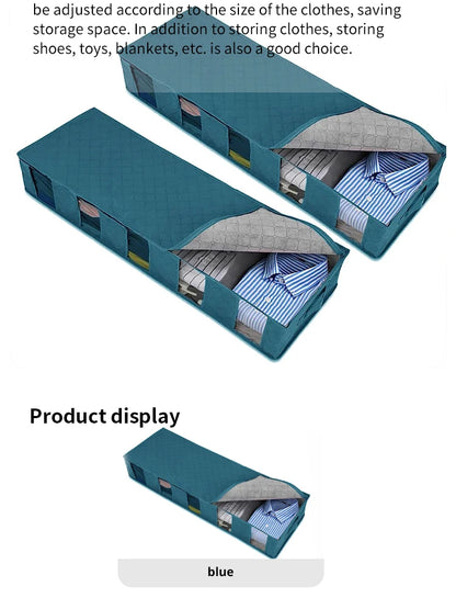 Foldable Underbed Storage Organizer with Large Adjustable Compartments for Clothes, Shoes, Blankets, and Toys