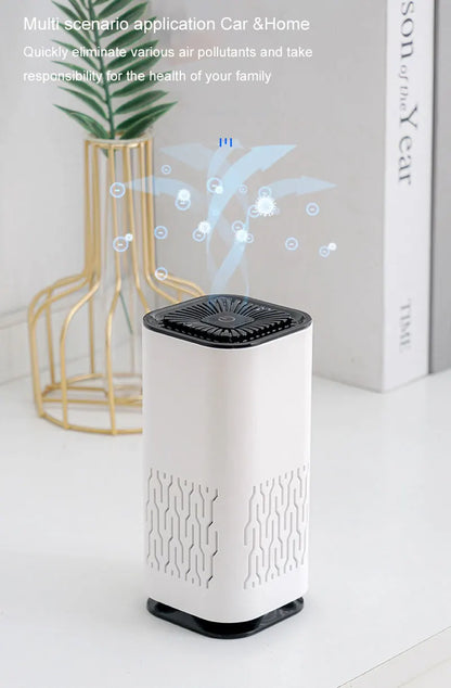 Compact HEPA Air Purifier with Negative Ions – Eliminates Smoke, Odors &amp; Formaldehyde – Ideal for Cars &amp; Bedrooms, with Aromatherapy Function