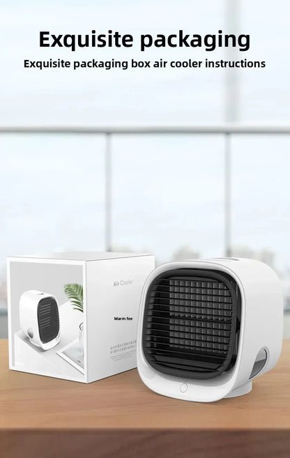 Portable Mini Air Conditioner – Personal Evaporative Cooler with 3-Speed Fan, Compact Desk Cooling Fan for Office, Home, or Car Use