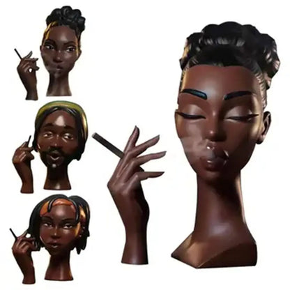 Black Headscents Handmade Head-Shaped Incense Burner Holder – Decorative Airflow Incense Burner for Meditation and Body Art