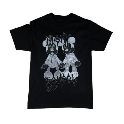 Y2K-Inspired Gothic Graphic Tee with Night School Print for Men and Women — Harajuku Hip Hop Streetwear, Unisex Boxy Fit, Short Sleeve Sweatshirt