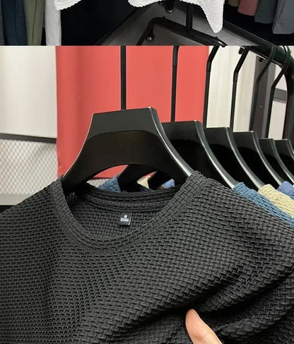 Men's Summer Ice Silk Mesh T-shirt – Lightweight Short Sleeve Breathable Tee, 2025 Solid Color Casual Top