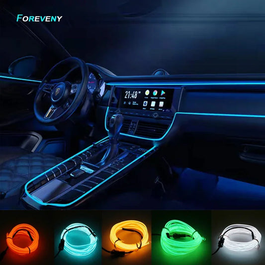 Flexible EL Neon LED Strip Light – USB Powered Car Interior Ambient Lamp (1M/2M/3M/5M)