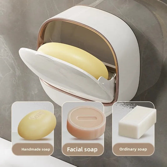 Wall-Mounted Punch-Free High-End Soap Box with Drainage – Household Soap Rack and Storage