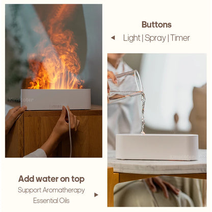 Colorful Flame Effect Aroma Diffuser with Ultrasonic Cool Mist Humidifier and Essential Oil Timer