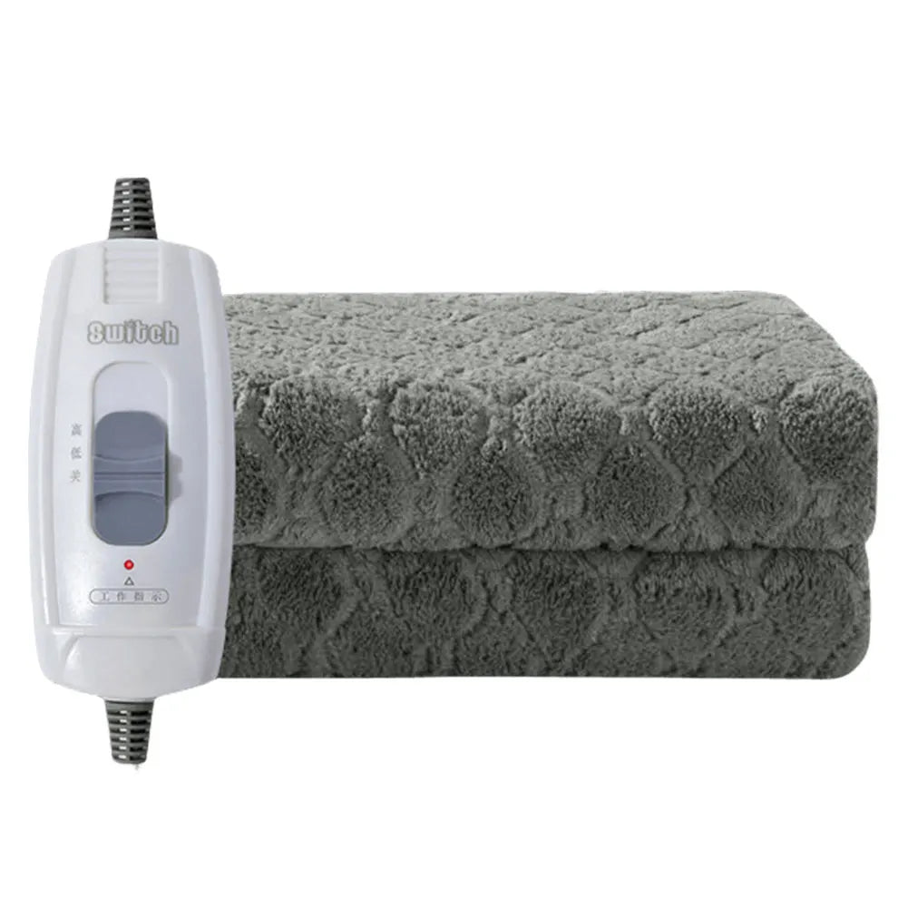 1.5M Velvet Plush Electric Heating Blanket – Winter Warm Thermal Throw Pad for Bed, Grey
