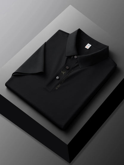Men's Premium Printed Polo Shirt – Short Sleeve, Seamless Ice Silk, Breathable Golf & Business Casual Summer Tee
