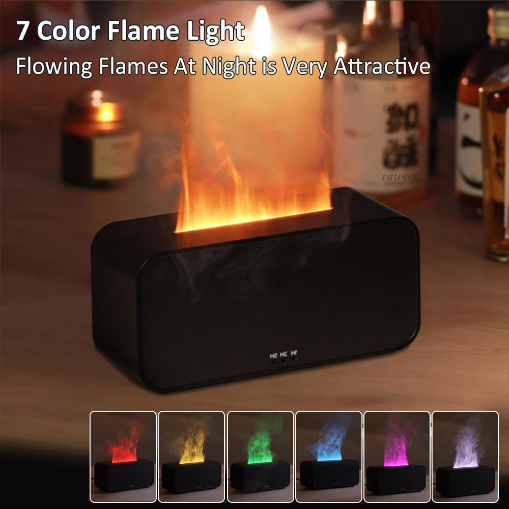 Mini Aroma Diffuser & Flame Air Humidifier with 7 Colorful LED Lights, Essential Oil Aromatherapy, and Timer for Home, Bedroom, and Office