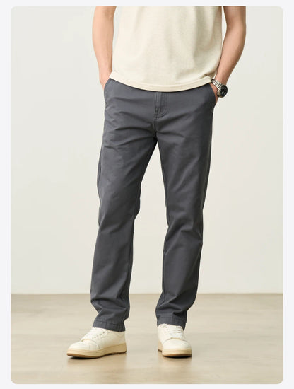 SIMWOOD Men’s Straight-Leg Chino Pants – 2025 Autumn Collection, 320gsm Washed Fabric, Plus Sizes Available