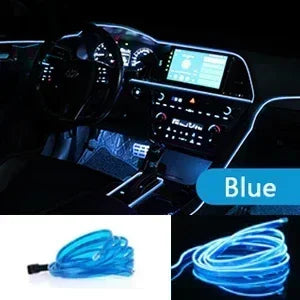 1/3/5M Flexible EL Wire Neon LED Strip for Car Interior Decoration – USB Powered DIY Ambient &amp; Party Lighting