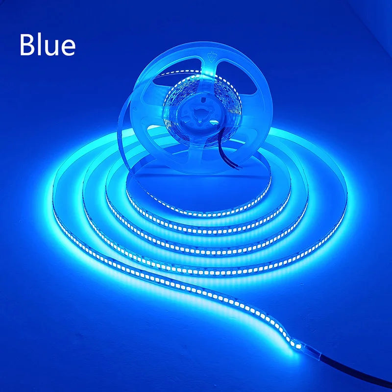 5M Flexible 2835 LED Strip Light, 240 LEDs/m, DC12V/24V – High Brightness, Cuttable Tape Light in Red, Green, Blue