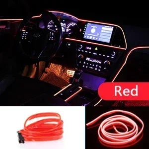 1/3/5M Flexible EL Wire Neon LED Strip for Car Interior Decoration – USB Powered DIY Ambient &amp; Party Lighting