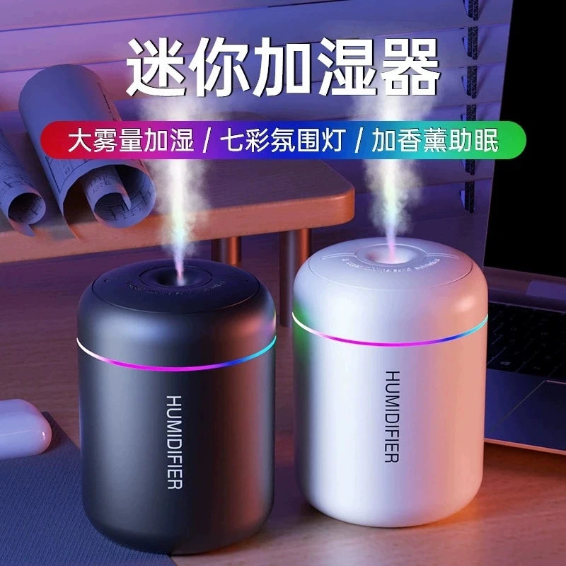 180ml USB Mini Air Humidifier &amp; Essential Oil Diffuser – LED Cool Mist Sprayer for Car, Home, Bedroom, or Office