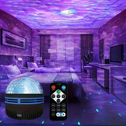 LED Starry Sky &amp; Northern Lights Projector Lamp with Remote Control and Auto-Rotation – Perfect for Home and Party Decoration