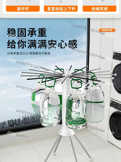 Foldable Octopus Drying Rack – No-Drill Retractable Removable Hanger for Balcony & Indoor Use