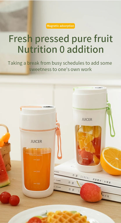 Mini Portable Electric Juicer Blender – Multifunctional Fruit Extractor with 6 Blades and 1200mAh Battery for Smoothies and Mixing