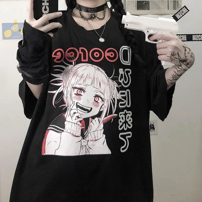 Women's Gothic Harajuku Loose T-Shirt – Aesthetic Dark Grunge Y2K Streetwear Top