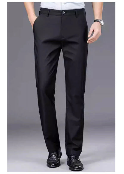 Men’s Stretch Slim-Fit Quick-Dry Suit Pants – Korean Style Straight Trousers for Office & Casual Wear (Spring/Autumn)