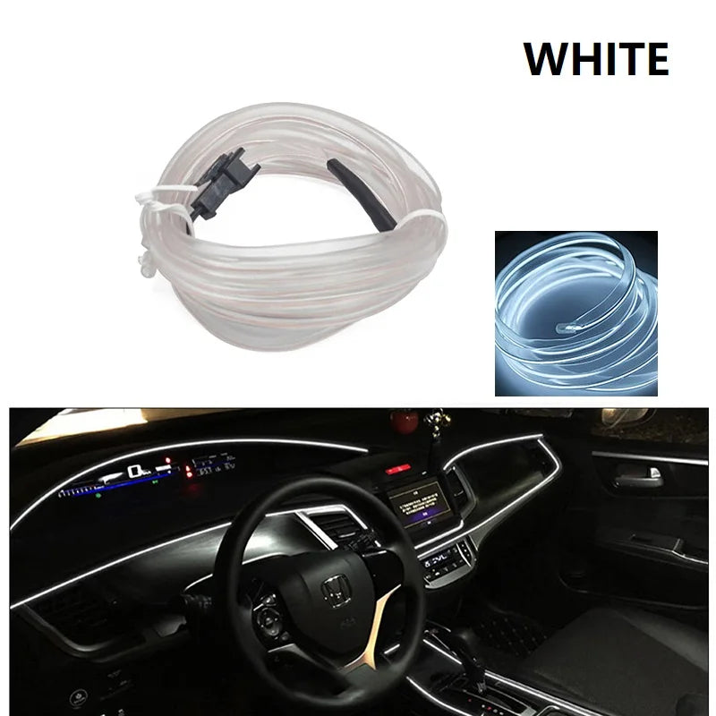 1/2/3/5M Flexible EL Neon Wire LED Strip for Car Interior Decoration, USB Powered DIY Ambient Party Lighting
