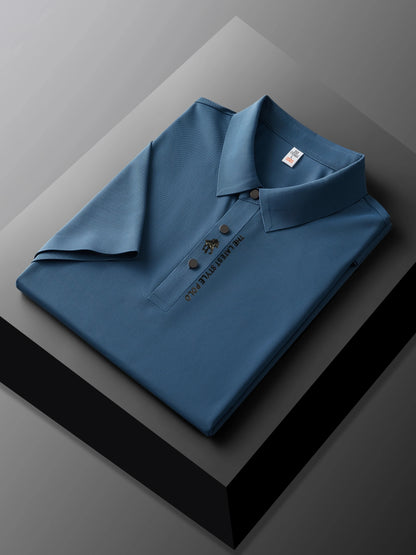 Men's Premium Printed Polo Shirt – Short Sleeve, Seamless Ice Silk, Breathable Golf & Business Casual Summer Tee